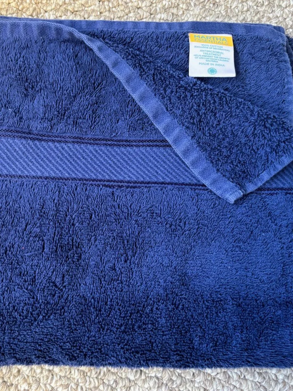 Pair of Martha Stewart Essential Bath Towels in Yellow and Blue